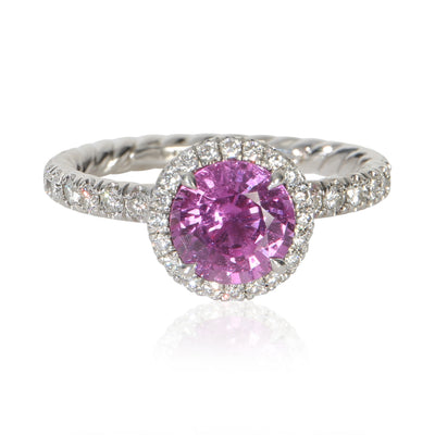 David Yurman 1.64 ct Round Sapphire and Diamond Eden Halo Engagement Ring fv