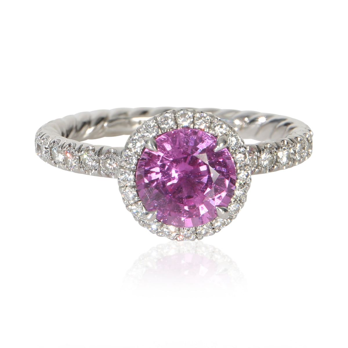 David Yurman 1.64 ct Round Sapphire and Diamond Eden Halo Engagement Ring fv