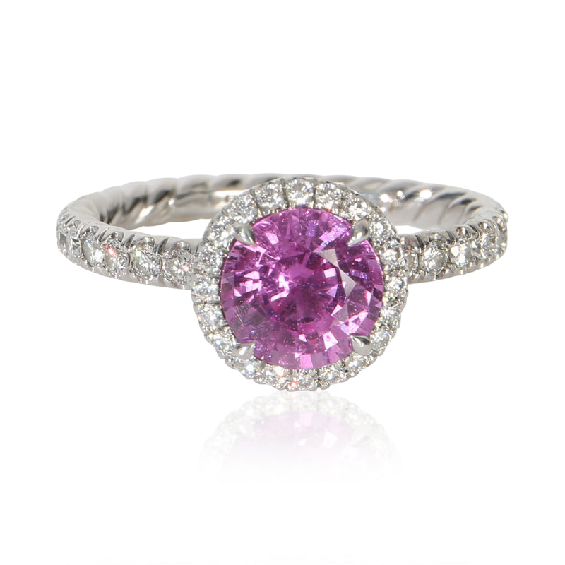 David Yurman 1.64 ct Round Sapphire and Diamond Eden Halo Engagement Ring fv