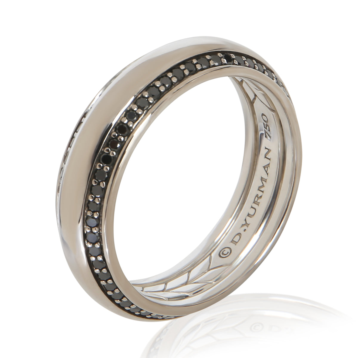 David Yurman White Gold Diamond Beveled Edge Band bv