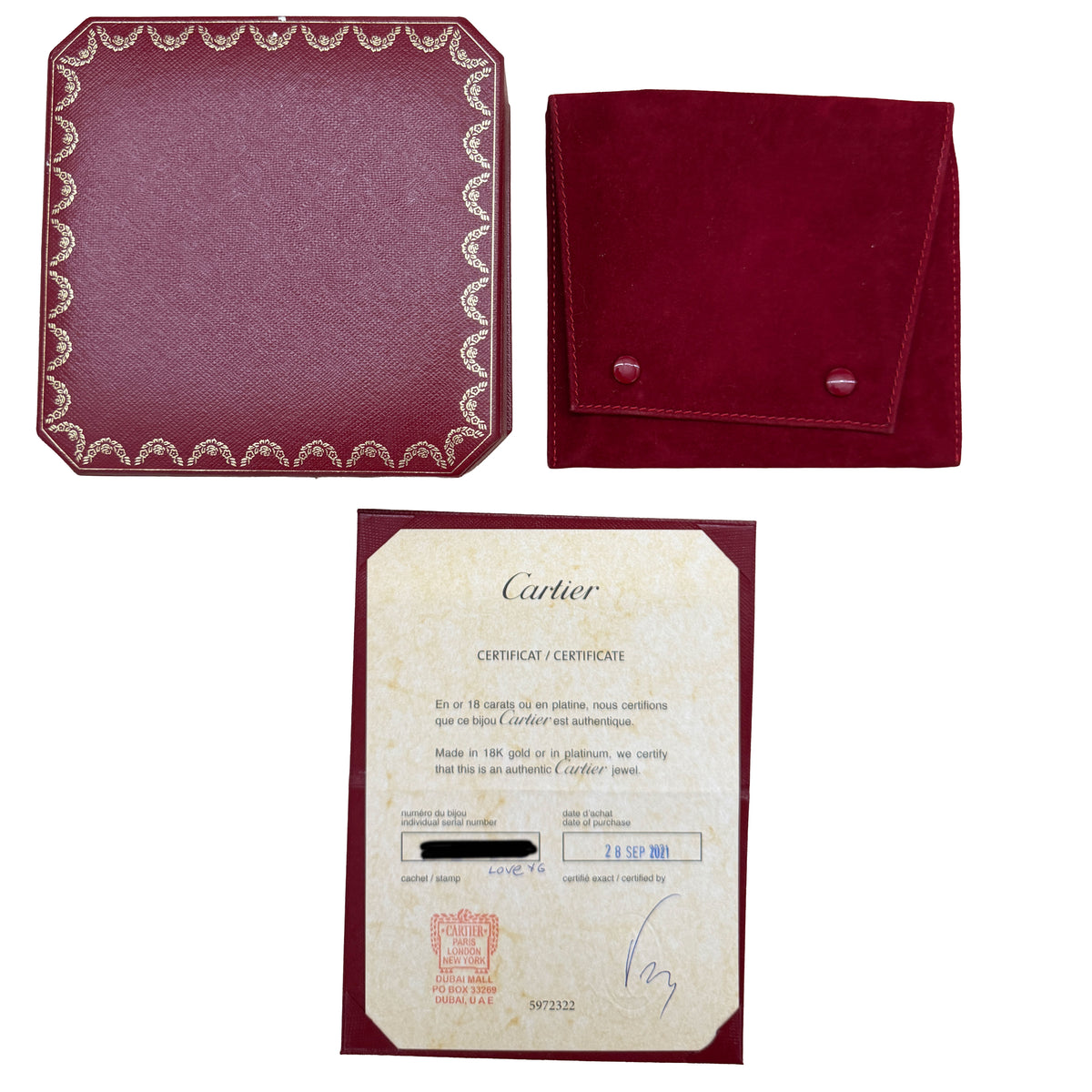 Cartier Yellow Gold  Love Bracelet box