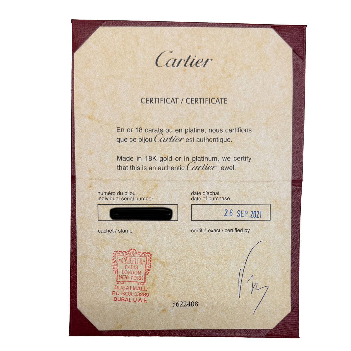 Cartier White Gold  Love Bracelet box