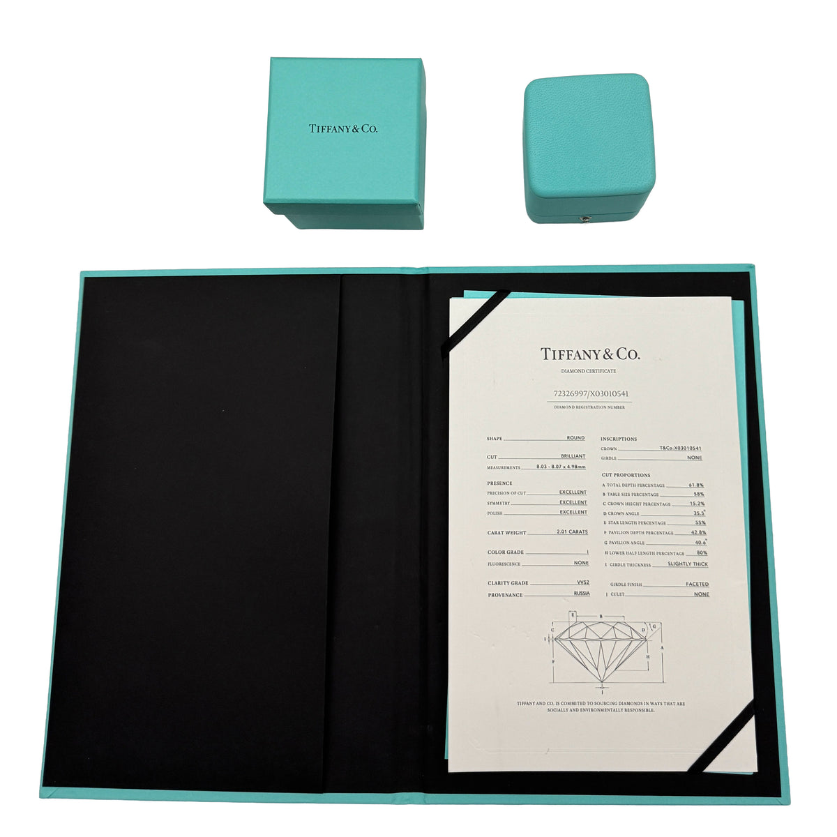 Tiffany & Co. 2.01 ct Round Brilliant Diamond Engagement Ring box