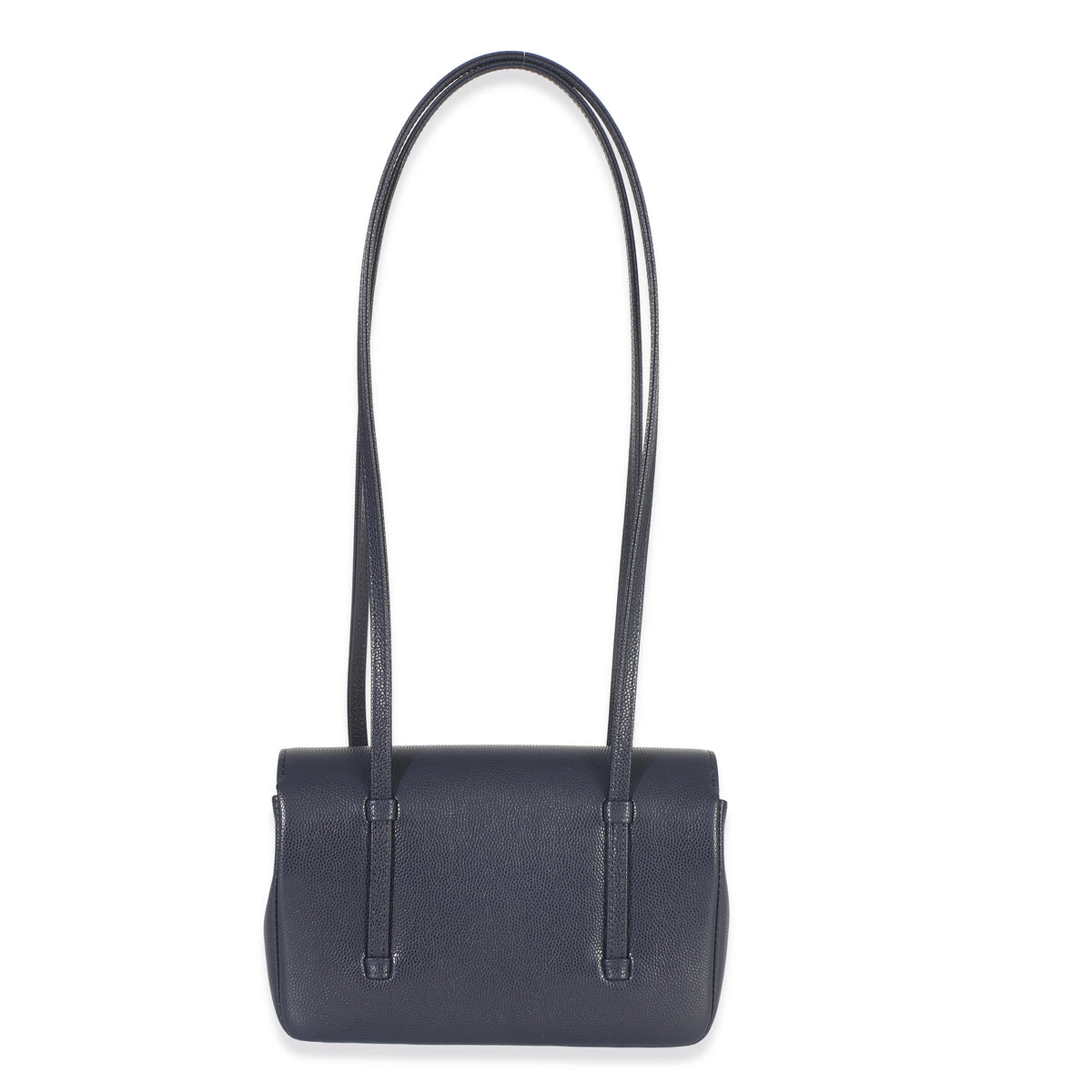 Chanel Navy Grained Shiny Calfskin Preppy Flap Bag Handbag bv