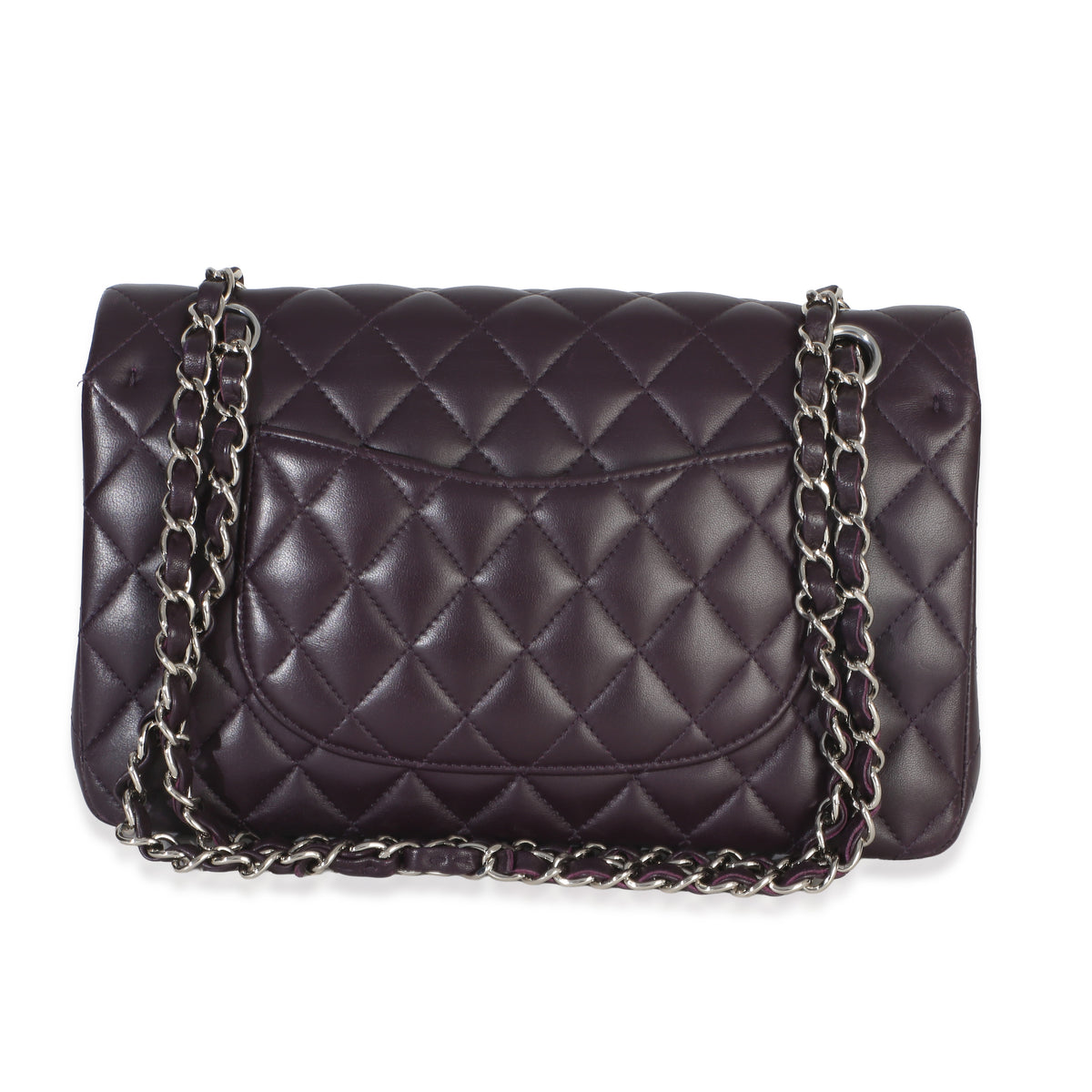 Chanel Purple Quilted Lambskin Medium Classic Double Flap Bag Handbag bv