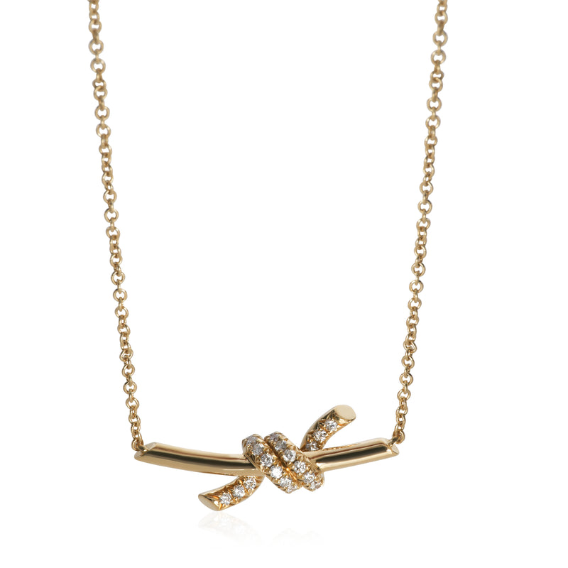 Tiffany & Co. Yellow Gold Diamond Small Model Knot Necklace fv