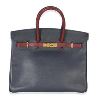 Hermès Vintage Rouge H Bleu Marine Courchevel Birkin 35 GHW Handbag fv