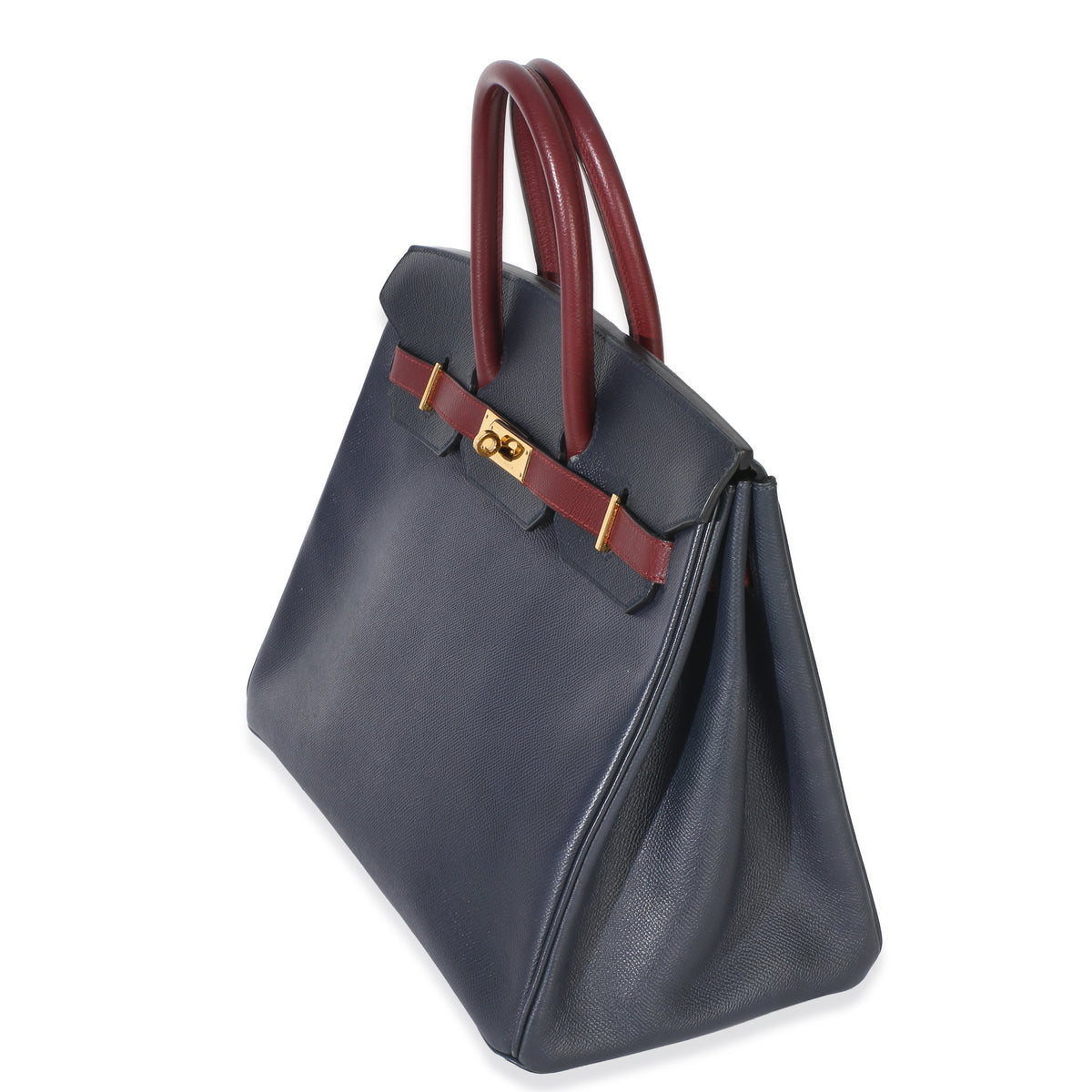 Hermès Vintage Rouge H Bleu Marine Courchevel Birkin 35 GHW Handbag sv