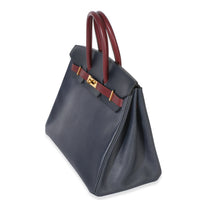 Hermès Vintage Rouge H Bleu Marine Courchevel Birkin 35 GHW Handbag sv