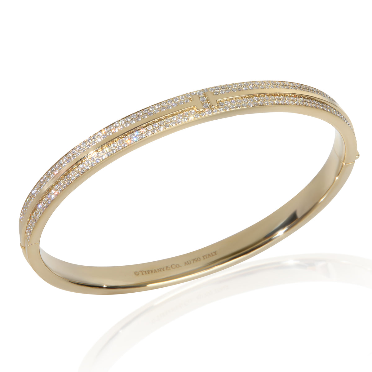 Tiffany & Co. Yellow Gold Diamond Tiffany T Hinged Bangle Bracelet bv