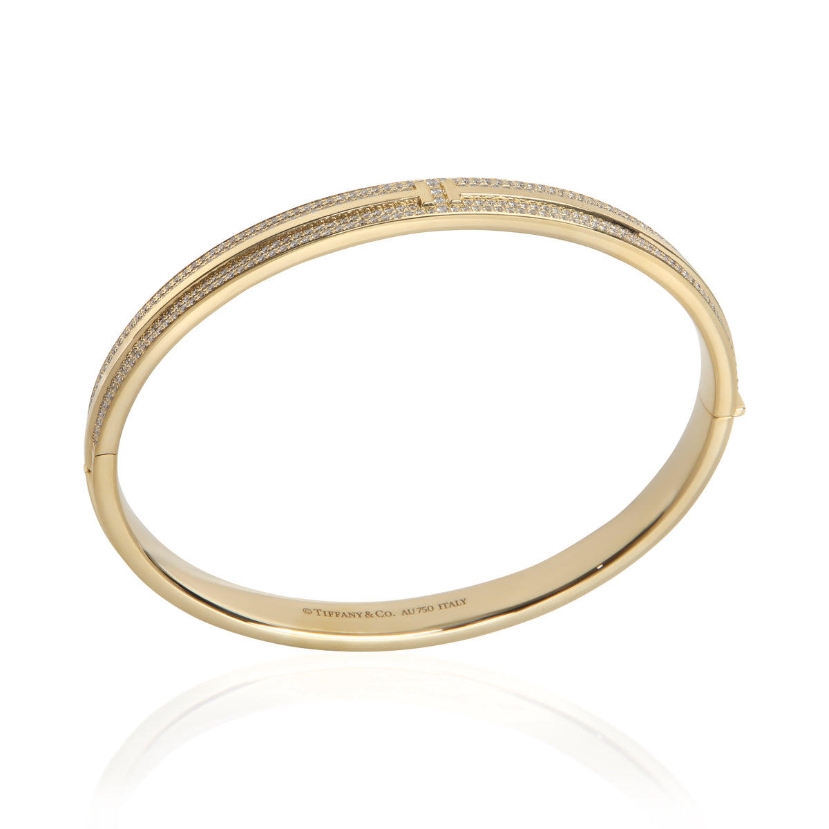 Tiffany & Co. Yellow Gold Diamond Tiffany T Hinged Bangle Bracelet av