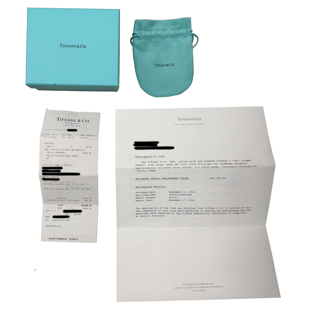 Tiffany & Co. Yellow Gold Diamond Tiffany T Hinged Bangle Bracelet box
