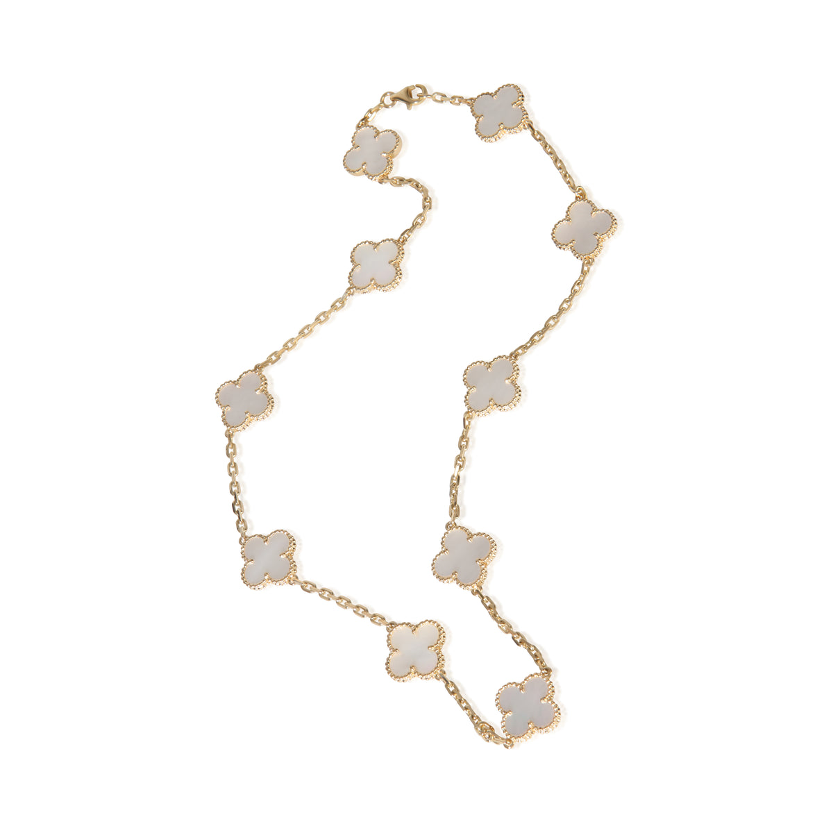 Van Cleef & Arpels Yellow Gold Mother Of Pearl Vintage Alhambra Necklace bv