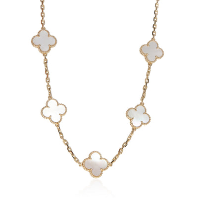 Van Cleef & Arpels Yellow Gold Mother Of Pearl Vintage Alhambra Necklace fv