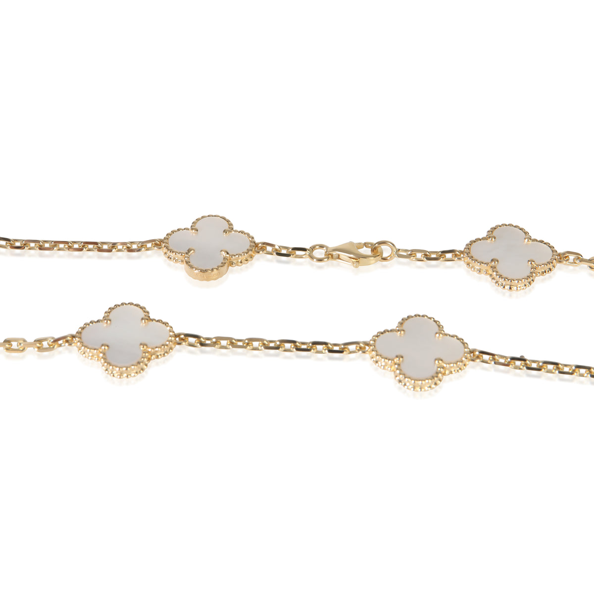 Van Cleef & Arpels Yellow Gold Mother Of Pearl Vintage Alhambra Necklace pv