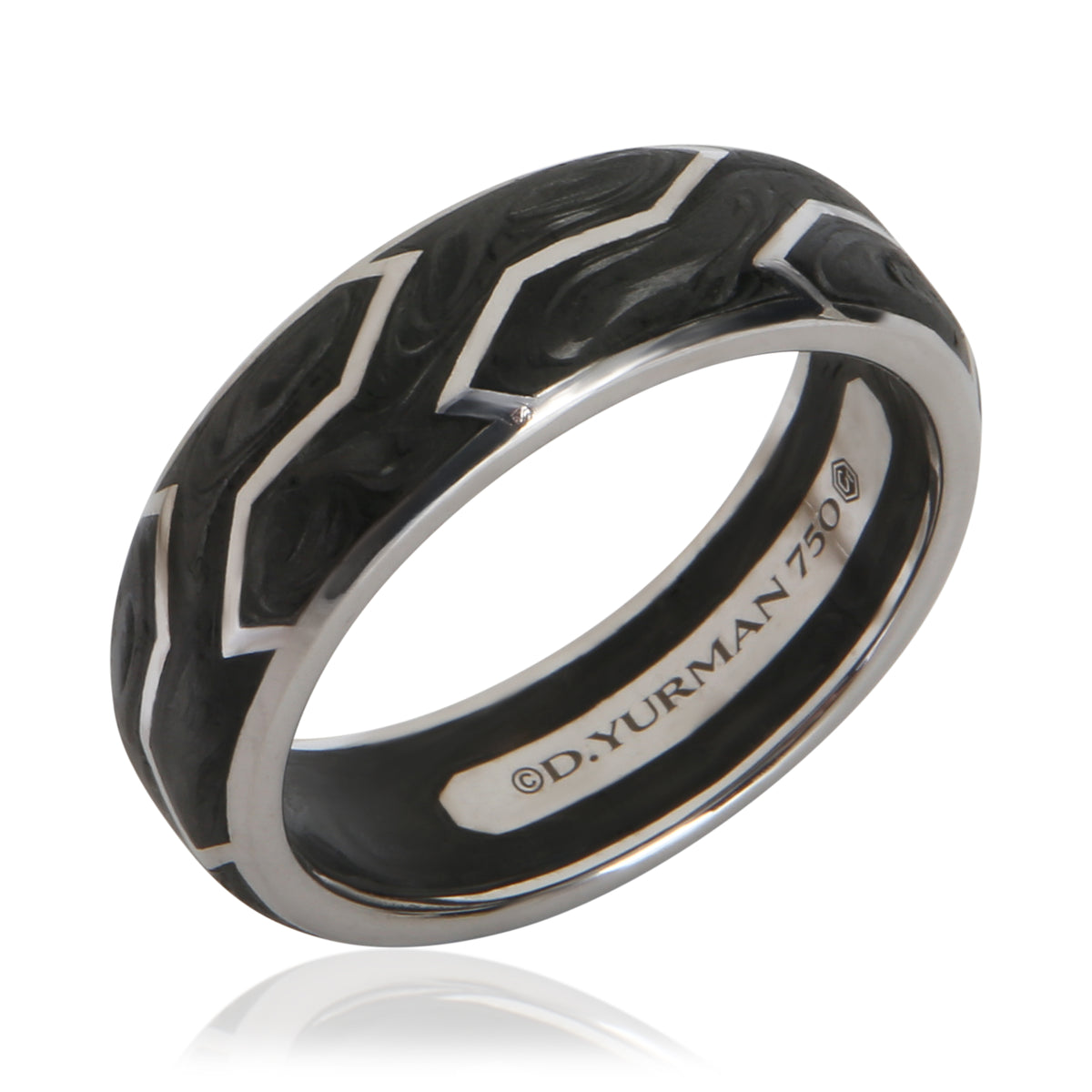 David Yurman White Gold  8mm Forged Carbon Band bv