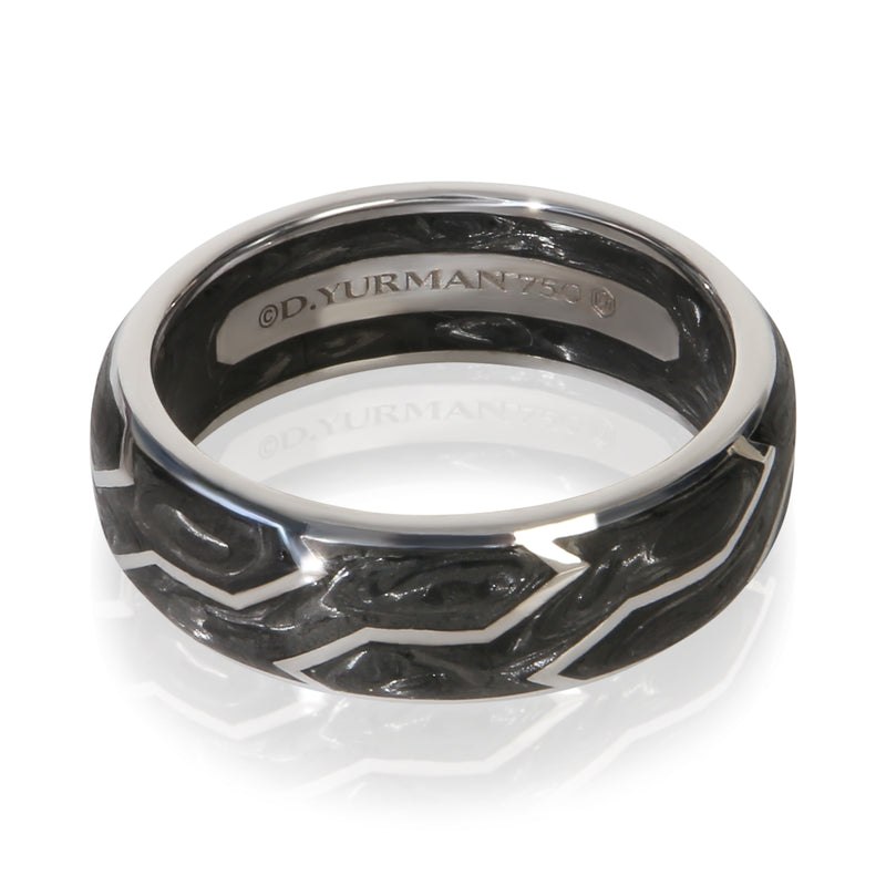 David Yurman White Gold  8mm Forged Carbon Band fv