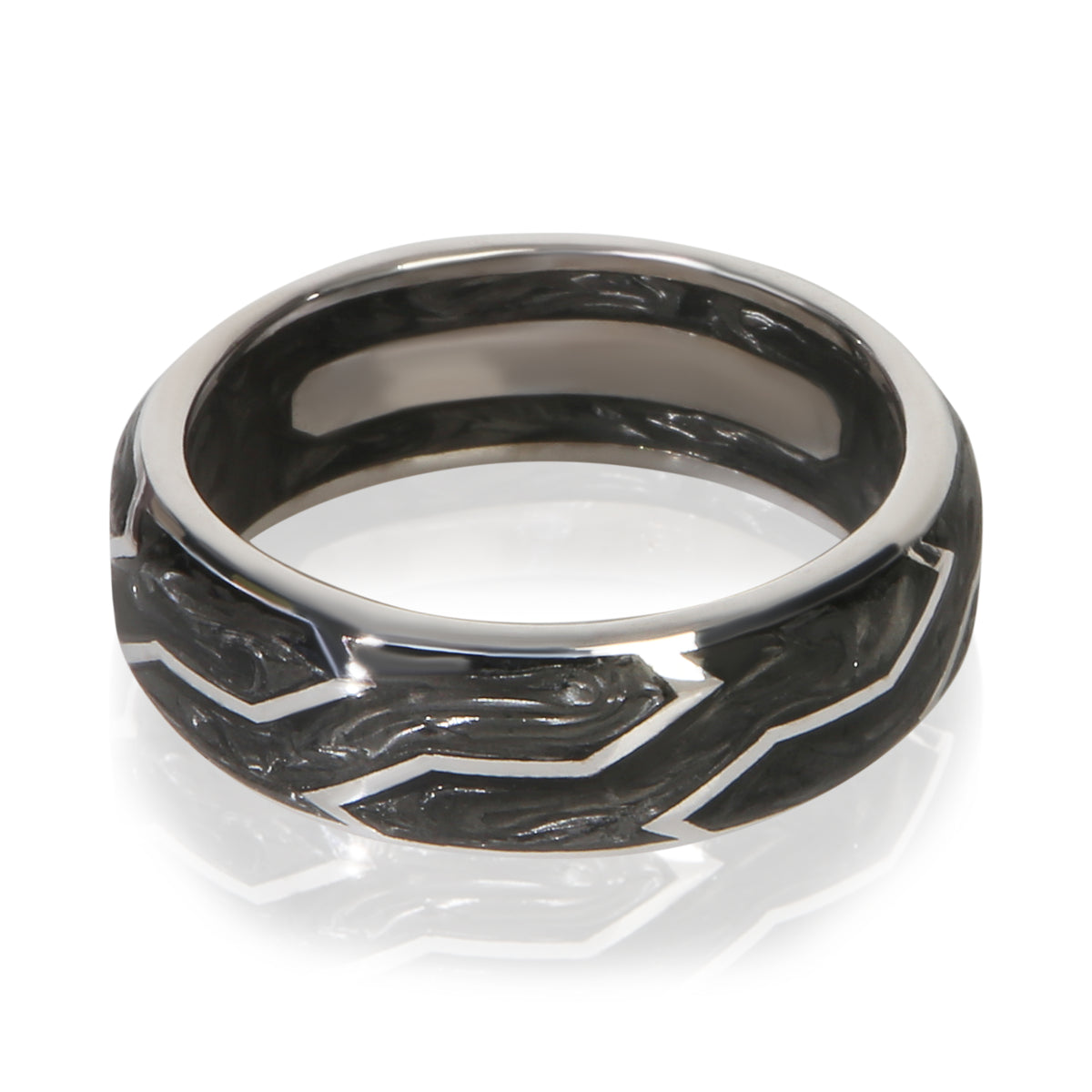 David Yurman White Gold  8mm Forged Carbon Band pv