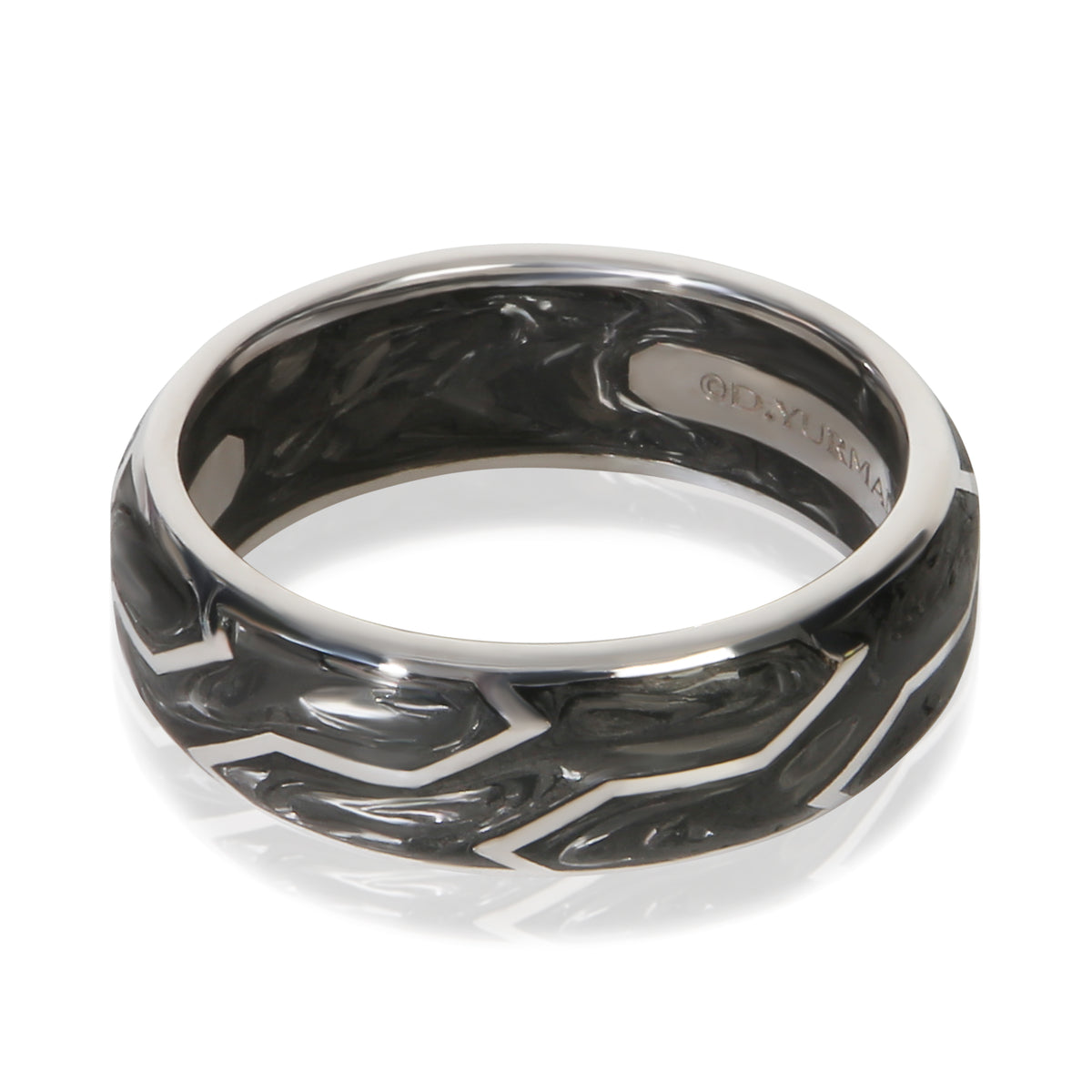 David Yurman White Gold  8mm Forged Carbon Band sv