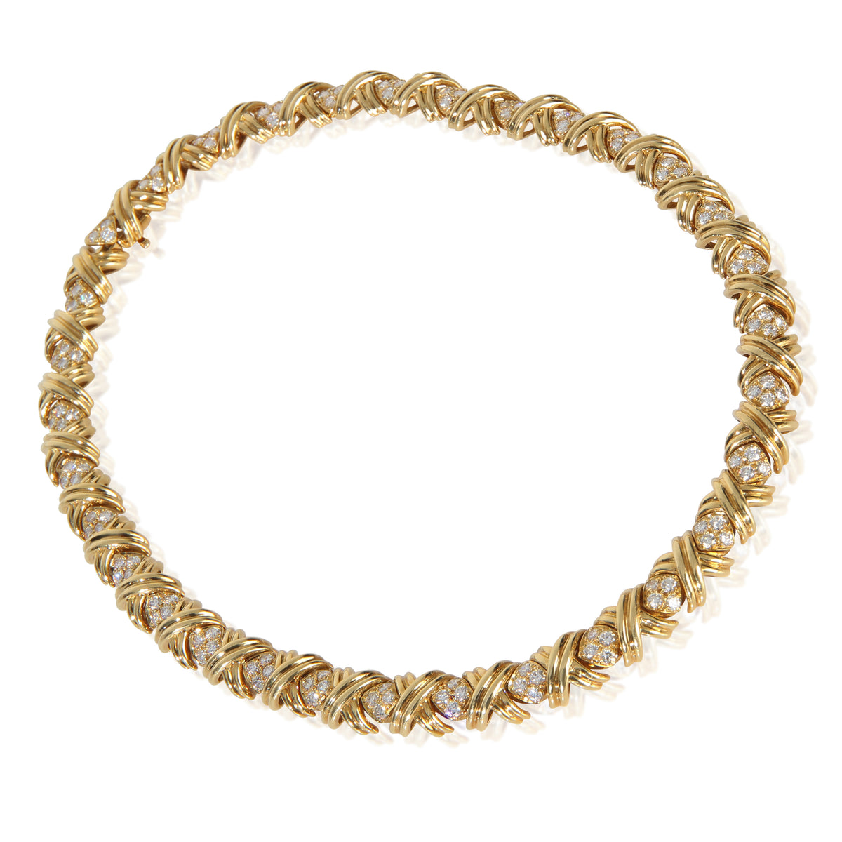 Tiffany & Co. Yellow Gold Diamond X Collection Necklace sv
