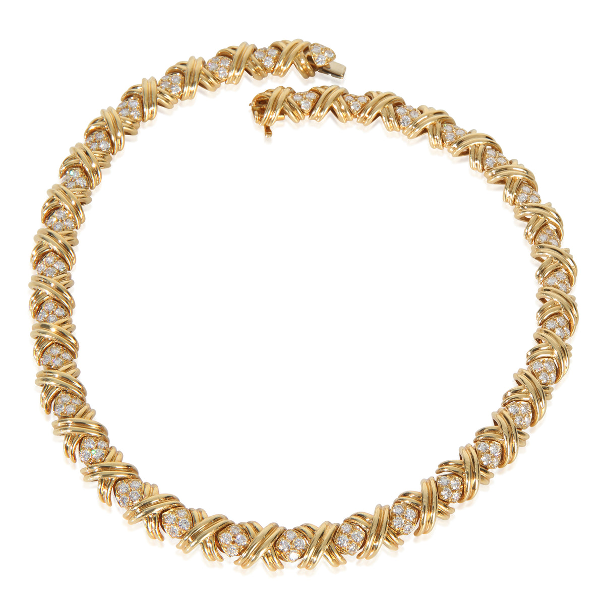 Tiffany & Co. Yellow Gold Diamond X Collection Necklace av