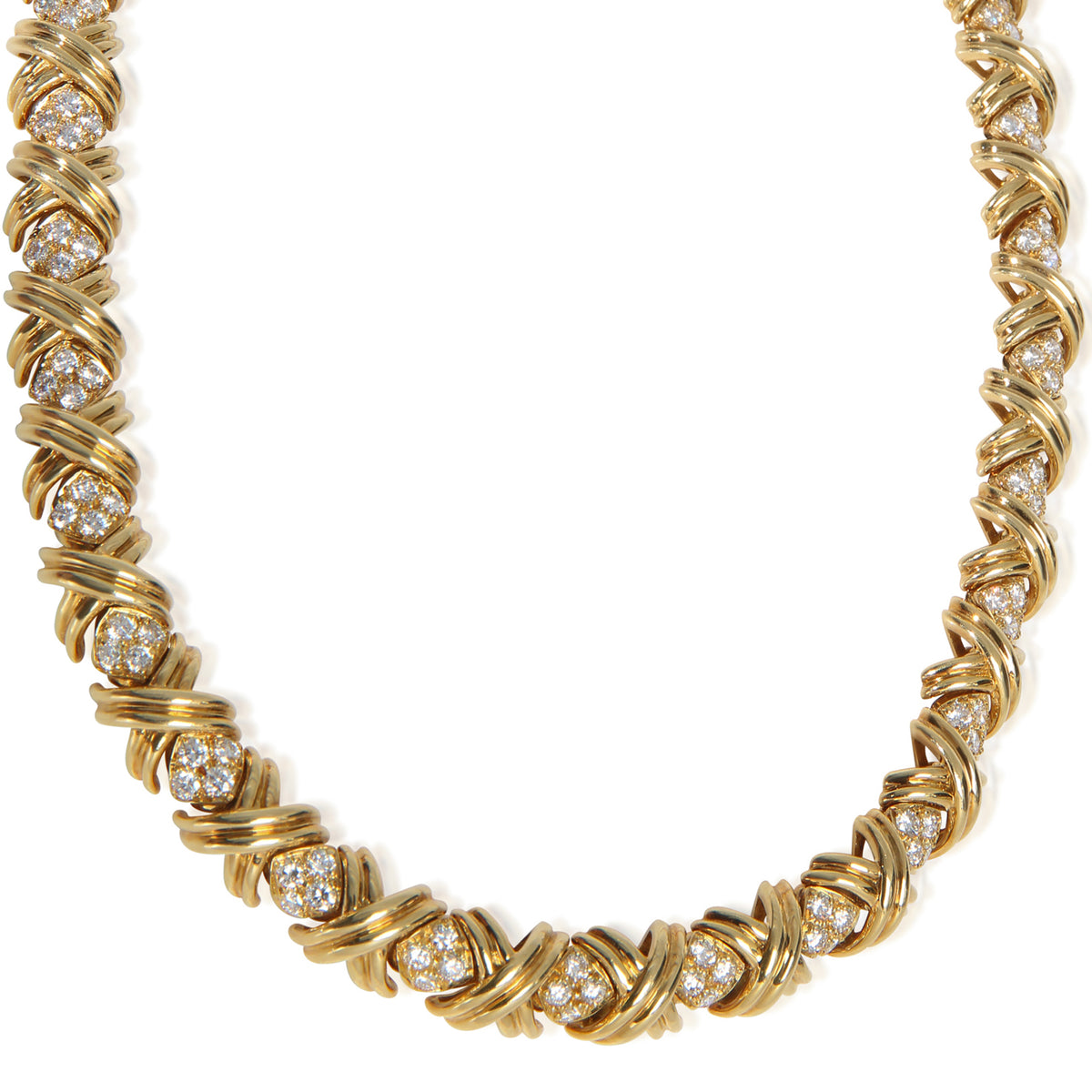 Tiffany & Co. Yellow Gold Diamond X Collection Necklace fv