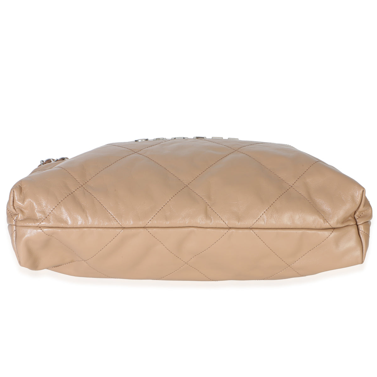 Chanel Beige Shiny Quilted Calfskin Small  22 Hobo Handbag box