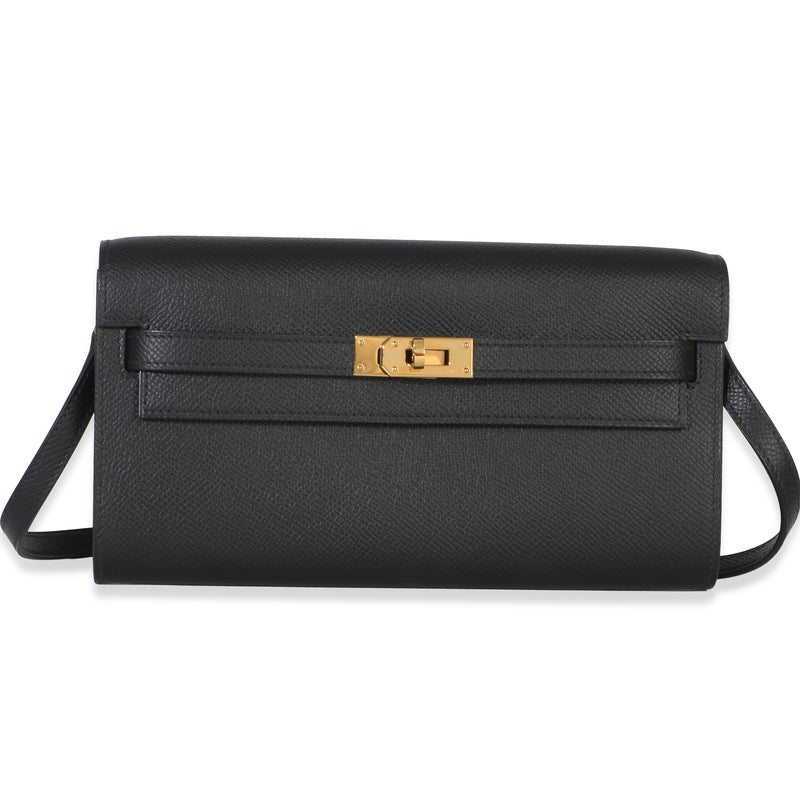 Hermès Black Epsom Kelly To Go Wallet GHW Handbag fv