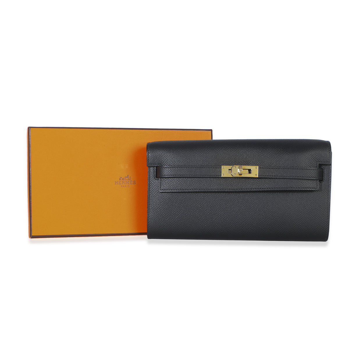 Hermès Black Epsom Kelly To Go Wallet GHW Handbag sv