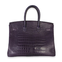 Hermès Amethyst Matte Niloticus Crocodile Birkin 35 PHW Handbag bv