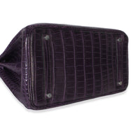 Hermès Amethyst Matte Niloticus Crocodile Birkin 35 PHW Handbag clasp