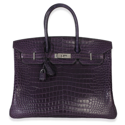 Hermès Amethyst Matte Niloticus Crocodile Birkin 35 PHW Handbag fv