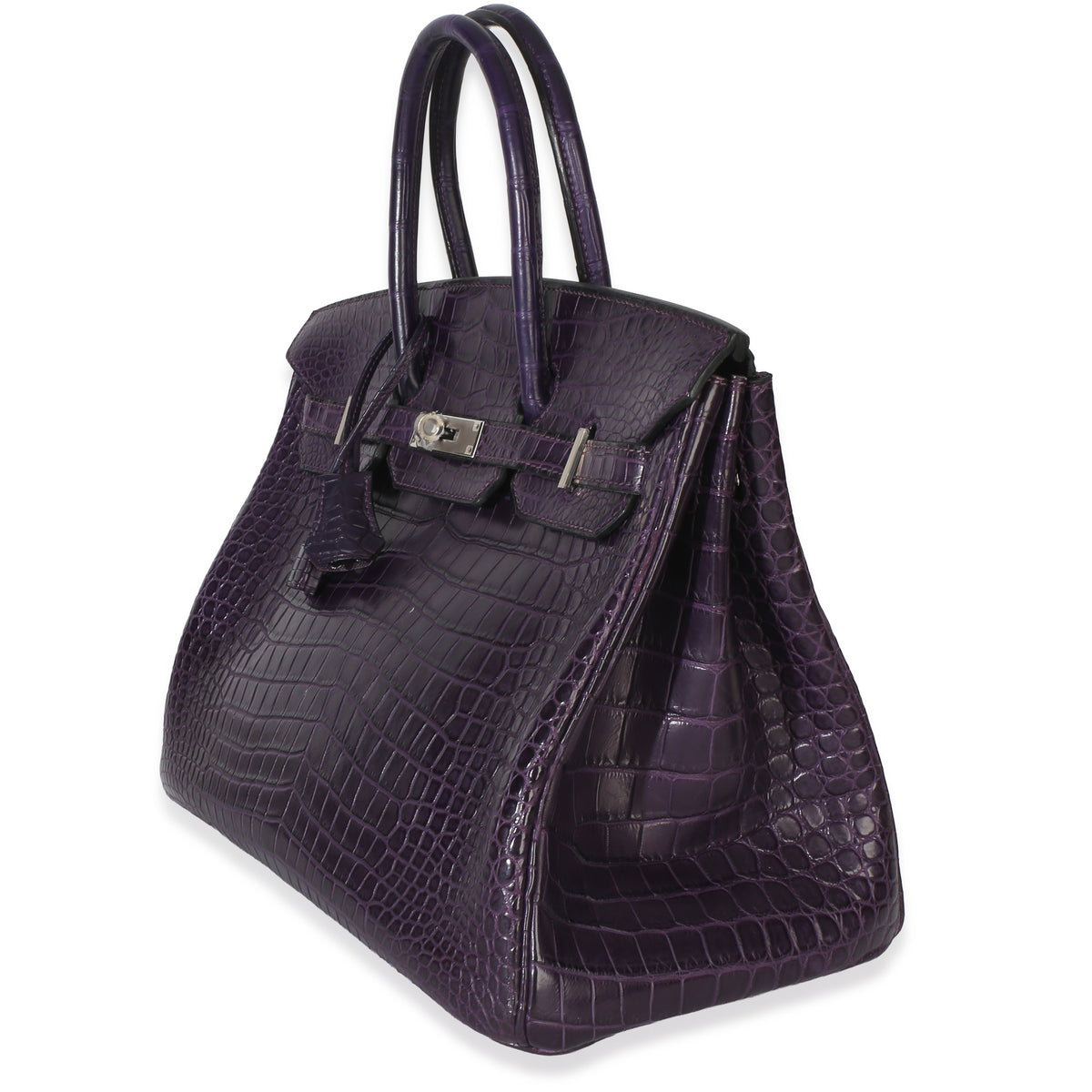 Hermès Amethyst Matte Niloticus Crocodile Birkin 35 PHW Handbag sv