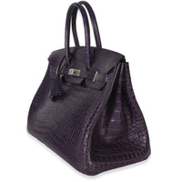Hermès Amethyst Matte Niloticus Crocodile Birkin 35 PHW Handbag sv
