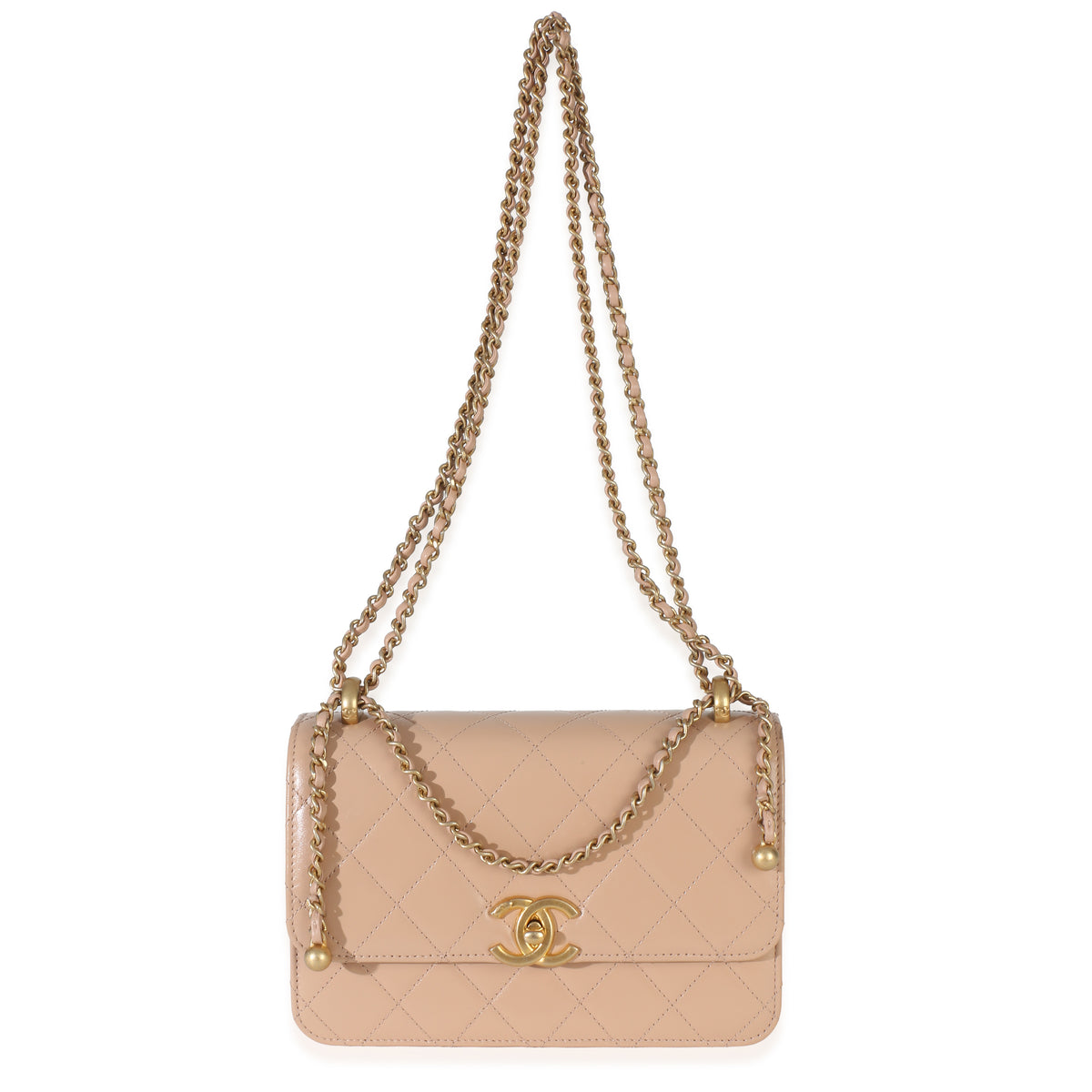 Chanel Beige Quilted Calfskin Small Perfect Fit Flap Bag Handbag av