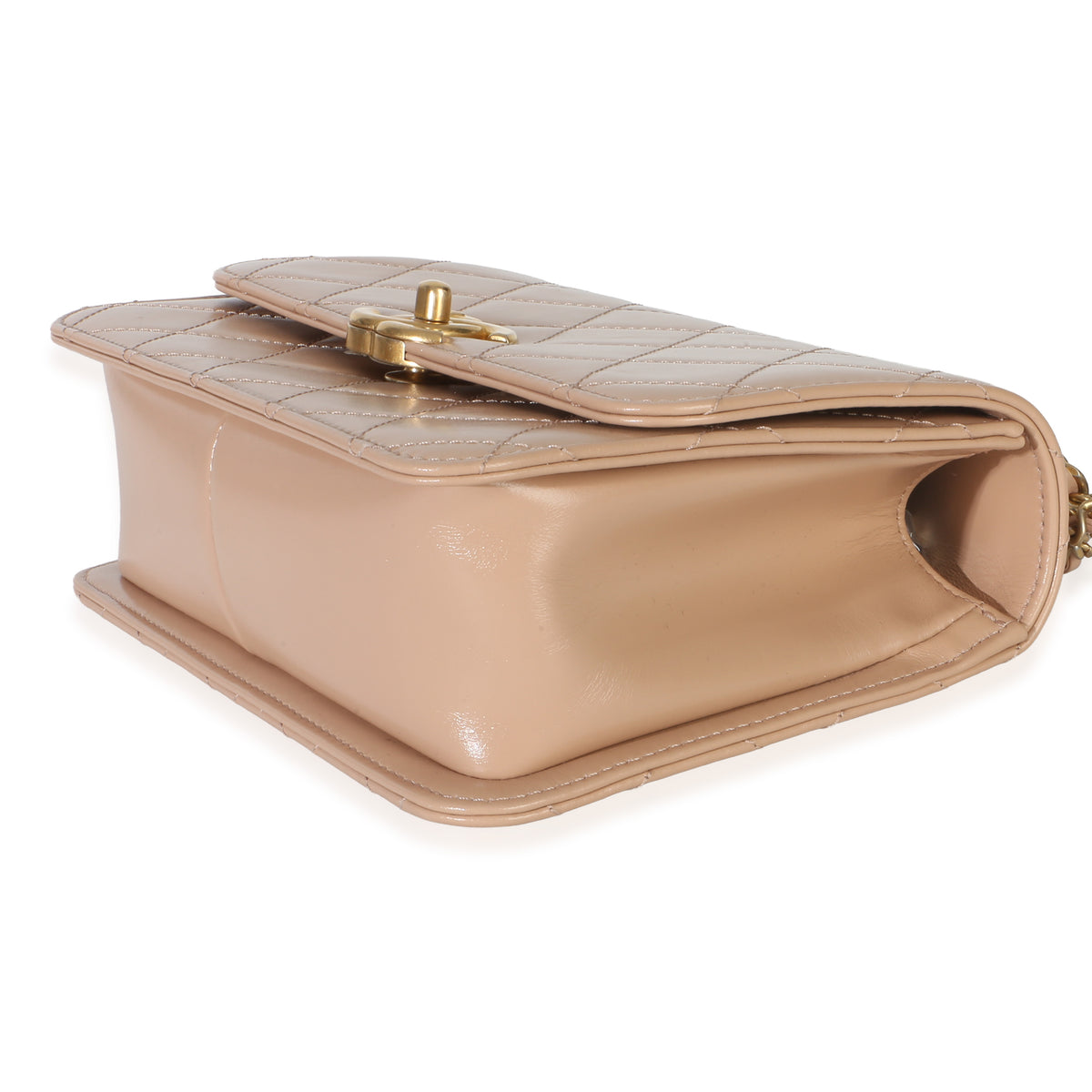 Chanel Beige Quilted Calfskin Small Perfect Fit Flap Bag Handbag box