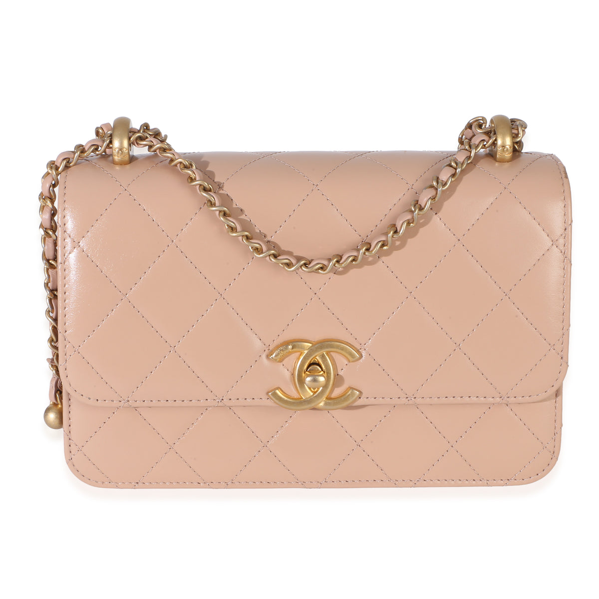 Chanel Beige Quilted Calfskin Small Perfect Fit Flap Bag Handbag fv