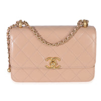 Chanel Beige Quilted Calfskin Small Perfect Fit Flap Bag Handbag fv