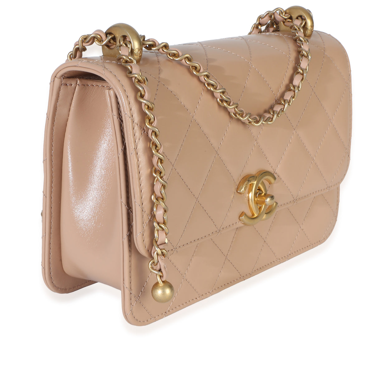 Chanel Beige Quilted Calfskin Small Perfect Fit Flap Bag Handbag pv