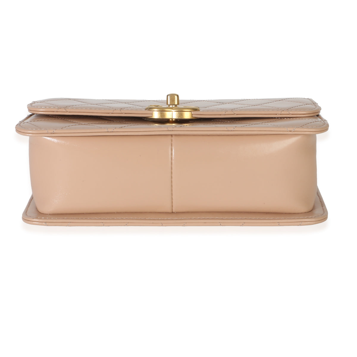 Chanel Beige Quilted Calfskin Small Perfect Fit Flap Bag Handbag stamp