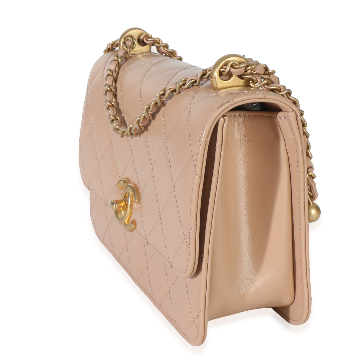 Chanel Beige Quilted Calfskin Small Perfect Fit Flap Bag Handbag sv