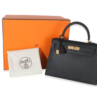 Hermès Black Epsom Sellier Kelly 28 PHW Handbag av