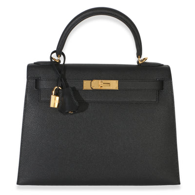Hermès Black Epsom Sellier Kelly 28 GHW Handbag fv