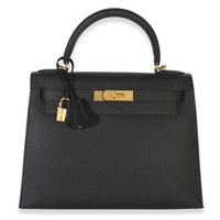 Hermès Black Epsom Sellier Kelly 28 GHW Handbag fv