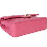 Chanel Dark Pink Quilted Caviar Small Classic Double Flap Handbag Handbag clasp
