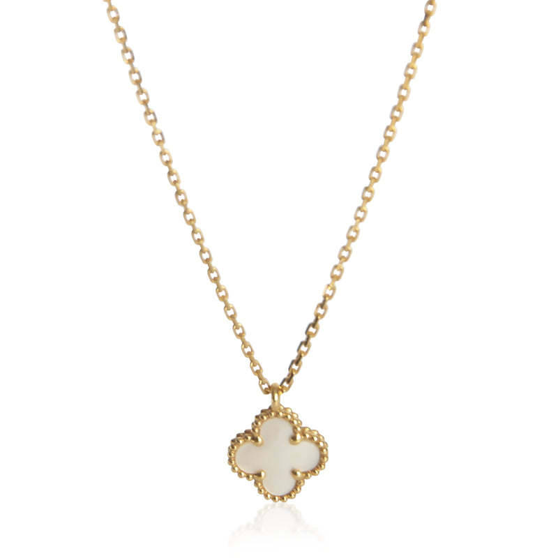 Van Cleef & Arpels Yellow Gold Mother Of Pearl Sweet Alhambra Pendant fv