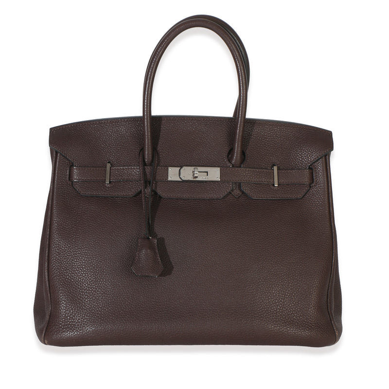 Hermès Chocolat Togo Birkin 35 PHW Handbag fv