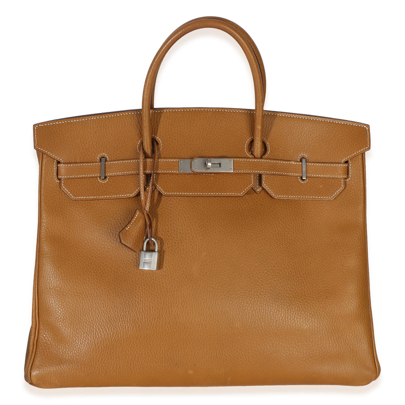 Hermès Natural Sable Ardennes Birkin 40 Brushed PHW Handbag fv