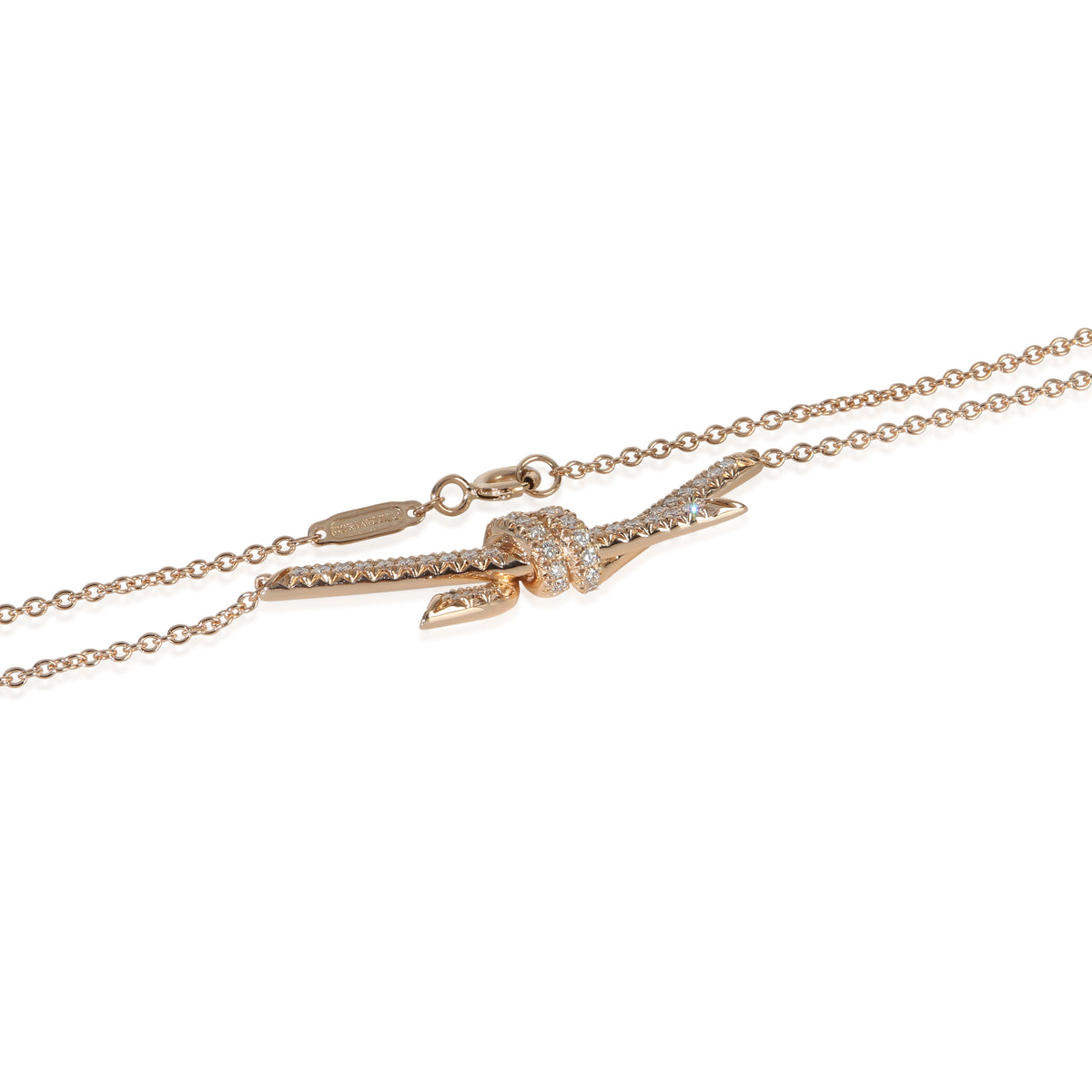 Tiffany & Co. Rose Gold Diamond Knot Pendant sv