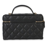 Chanel Black Quilted Caviar Top Handle Slim Vanity Handbag With Chain Handbag bv